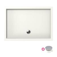 Douchebak Xenz Mariana | 100x75x4 cm | Incl.Afvoersifon-Chroom | Acryl | Rechthoekig | Wit mat - thumbnail