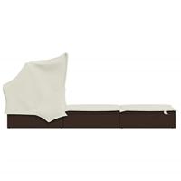 Ligbed met inklapbaar dak 213x63x97 cm poly rattan bruin - thumbnail