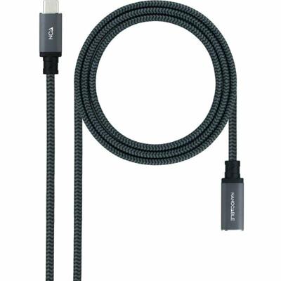 NANOCABLE 10.01.4500-COMB USB 3.2 Gen2X2 kabel, 100 W, 4K/60 Hz, USB-C/M, USB-C/H, zwart/grijs, 0,5 m