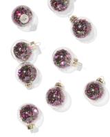 HEMA Kerstballen set 4.2cm glas sneeuw multi - 9 stuks (multi) - thumbnail