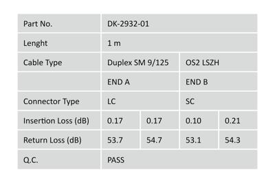 Digitus LC/SC 9/125µm OS2 1.0m - [DK-2932-01]