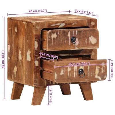 Nachtkastje 2 st 40x32x46 cm massief gerecycled hout