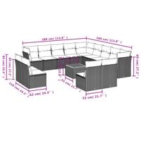 14-delige Loungeset met kussens poly rattan beige - thumbnail