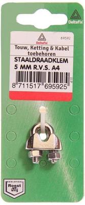 Staaldr.klem 5mm rvs Deltafix - Deltafix