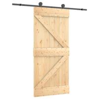 Schuifdeur met beslag 95x210 cm massief grenenhout - thumbnail