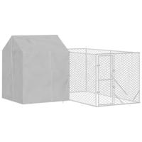 Hondenkennel met dak 4x4x2,5 m gegalvaniseerd staal zilver - thumbnail