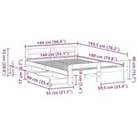 Bedframe zonder matras massief grenenhout wit 140x190 cm - thumbnail