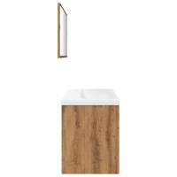 3-delige Badkamermeubelset bewerkt hout artisanaal eikenkleur - thumbnail