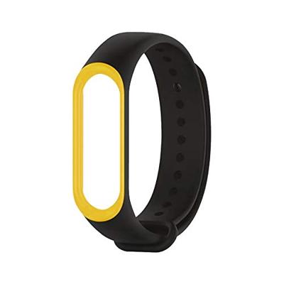 By Qubix - Compatible met Xiaomi Mi band 3/4 / 5/6 / 7 bandje Duo color - Zwart met geel - Compatible Xiaomi bandje