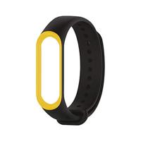 By Qubix - Compatible met Xiaomi Mi band 3/4 / 5/6 / 7 bandje Duo color - Zwart met geel - Compatible Xiaomi bandje - thumbnail