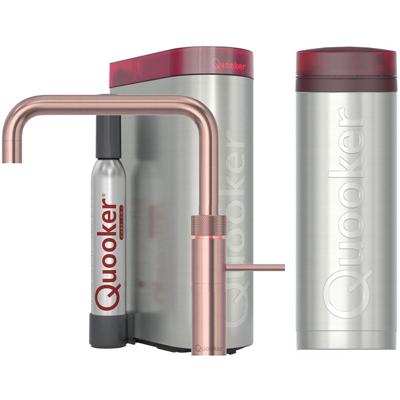 Quooker Fusion Square Keukenkraan Set - Kokend Warm- en Koud Water - Rosé Koper - Inclusief PRO3 Reservoir & CUBE - Direct Gekoeld Bruisend Water