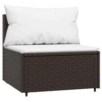 Tuinmiddenbanken met kussens 2 st poly rattan bruin - thumbnail