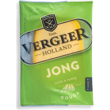 Vergeer Holland Kaas 48+ Plakken Gouda Jong 200g bij Jumbo