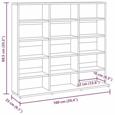 Cd-kast 102x23x89,5 cm bewerkt hout grijs sonoma eikenkleurig - thumbnail