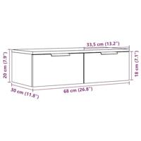 Wandkast 68x30x20 cm bewerkt hout artisanaal eikenkleurig - thumbnail