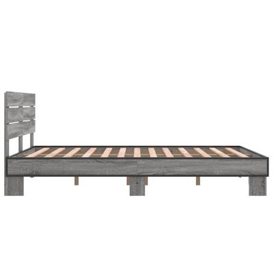 Bedframe bewerkt hout metaal grijs sonoma eiken 140x200 cm