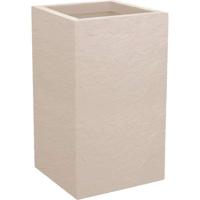 Vierkante bloempot, 30 cm hoog - EDA - Volcania Up - 36 L - Binnen/buiten - 29,5 x 29,5 x H 49,5 cm - Kalksteenbeige - thumbnail