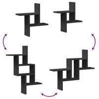 Wandschappen 2 st 38x12x38 cm bewerkt hout zwart - thumbnail