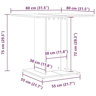 VidaXL Eettafel 80x80x75 cm bewerkt hout wit VidaXL Eettafel 80x80x75 cm bewerkt hout wit