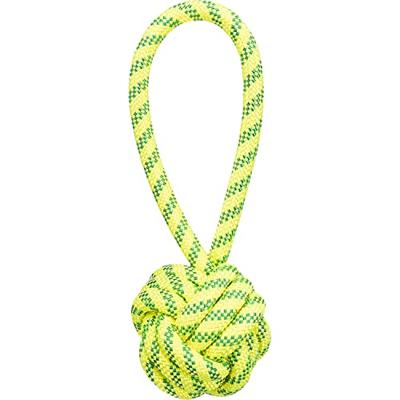 TRIXIE AQUATOY TOUW MET BAL DRIJVEND POLYESTER GEEL / GROEN 7X7X21 CM