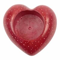 Zeepstenen Theelichthouder Hart (Rood) - thumbnail