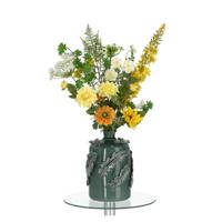 Handgebonden kunstboeket Vivianne Florence - Geel/Groen - thumbnail