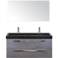 Seville Badmeubelset 120 cm - 2 Laden Beton Antraciet - Wastafel Lucca Enkel met Spiegel - thumbnail