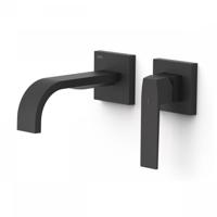 Wastafelmengkraan Inbouw Tres Slim Exclusive 2 Delen Gebogen Uitloop en Lange Hendel Mat Zwart - thumbnail