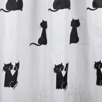 Douchegordijn Differnz Cats Polyester 180x200 cm Zwart Differnz - thumbnail