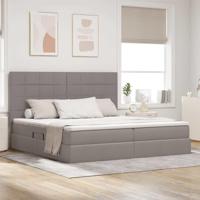 Bed met LED -striplichten met opslag Taupe 200 x 200 cm Stof - thumbnail