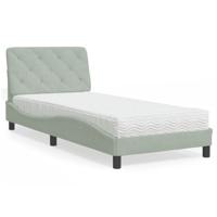 Bed met matras fluweel lichtgrijs 80x200 cm - thumbnail
