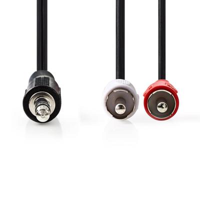 Stereo-Audiokabel | 3,5 mm Male | 2x RCA Male | Vernikkeld | 2.00 m | Rond | Zwart