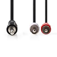 Stereo-Audiokabel | 3,5 mm Male | 2x RCA Male | Vernikkeld | 2.00 m | Rond | Zwart - thumbnail