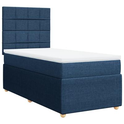 Boxspring met matras stof blauw 90x190 cm - thumbnail