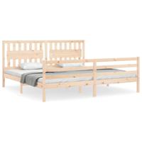 Bedframe met hoofdbord massief hout 200x200 cm - thumbnail