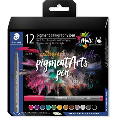 Staedtler Viltstift pigment calligraphy pen 375 C12 Diverse kleuren 2 mm 12 stuk(s)