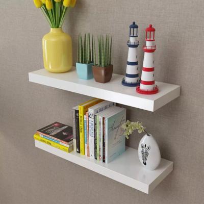 Wandplanken zwevend voor boeken/dvd's MDF wit 2 st