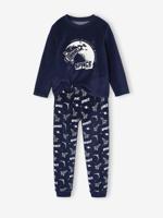 Pyjama fluweel / velours met raketprint voor jongens marineblauw - thumbnail