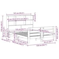 Bedframe zonder matras massief grenenhout wasbruin 135x190 cm - thumbnail