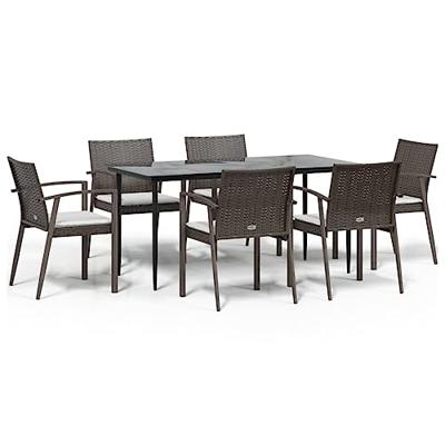 7-delige Tuinset met kussens poly rattan en staal