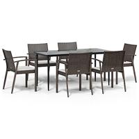 7-delige Tuinset met kussens poly rattan en staal - thumbnail