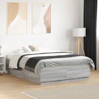 Bedframe met LED-verlichting grijs sonoma eiken 135x190 cm - thumbnail