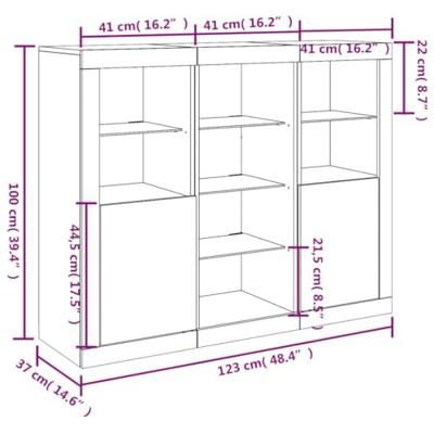 Dressoirs met LED-verlichting 3 st bewerkt hout gerookt eiken