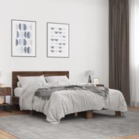 Bedframe bewerkt hout metaal bruin eikenkleur 140x190 cm - thumbnail