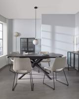 Kave Home Uitschuifbare Eettafel 'Yodalia' Zwart keramiek met marmerlook, 130-190 x 100cm - thumbnail