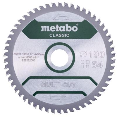 Metabo MULTI CUT CLASSIC 628282000 Cirkelzaagblad 190 x 30 x 1.4 mm Aantal tanden: 54 1 stuk(s)