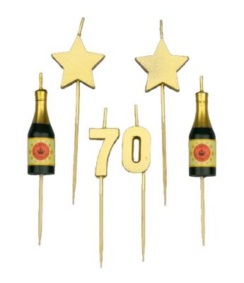 Taartkaarsjes Set 70 Jaar (6st)