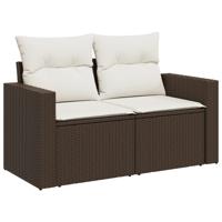 5-delige Loungeset met kussens poly rattan bruin - thumbnail