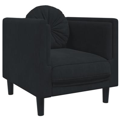 3-delige Loungeset met kussens fluweel zwart