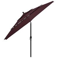 VidaXL Parasol 3-laags met aluminium paal 3,5 m bordeauxrood - thumbnail